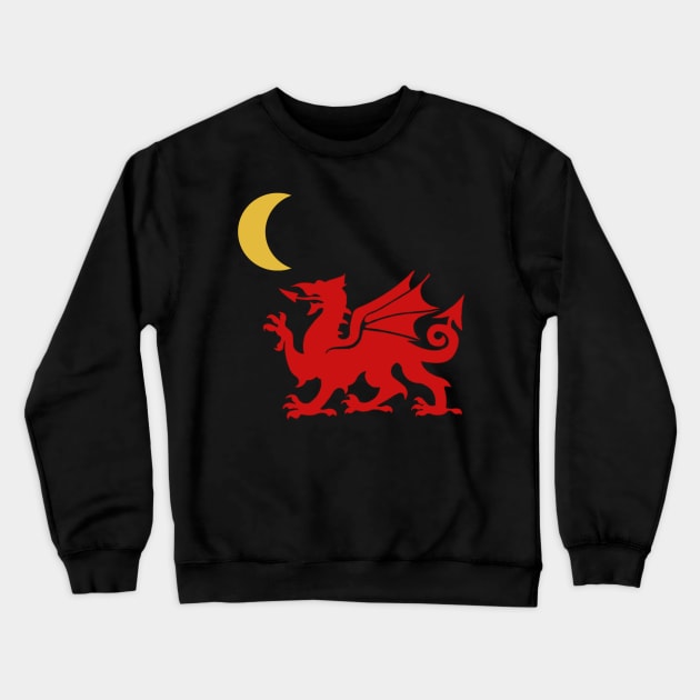 Welsh Dragon Moon Crewneck Sweatshirt by Celtic Morrigan